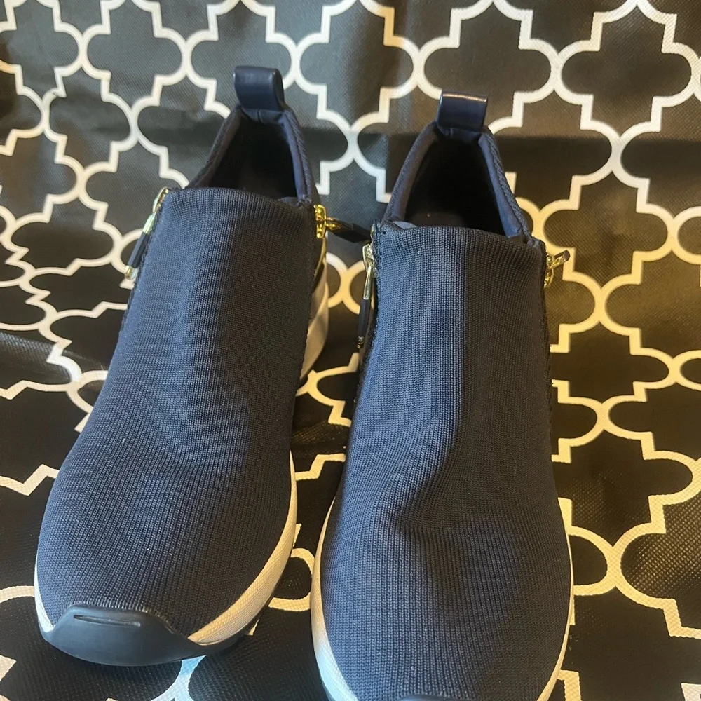 DKNY Women's Navy and Gold Slip-On Sneakers - Picture 3 of 5